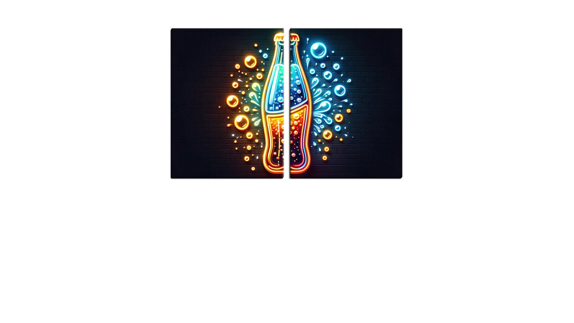 Neon Bottle of Orange and Blue Pop
