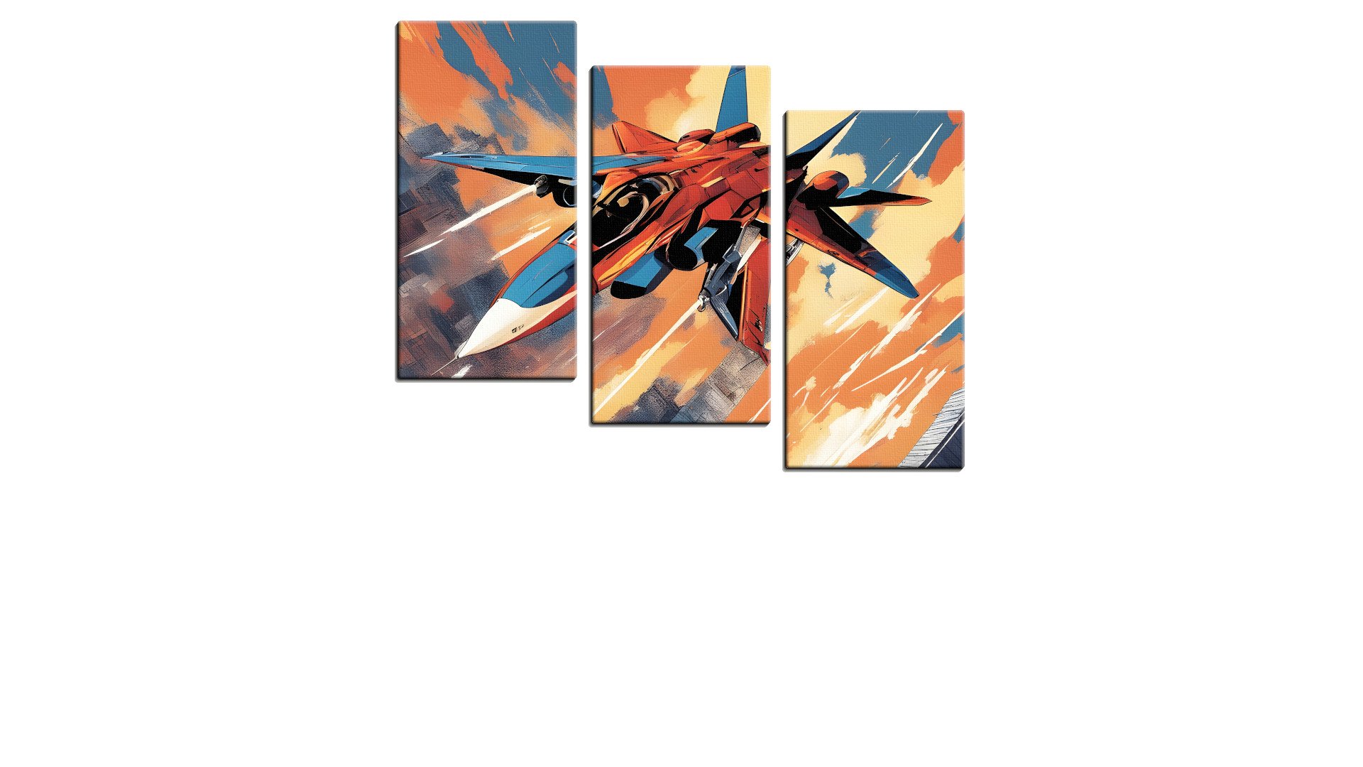 Cartoon Blue and Red Jet Fighter