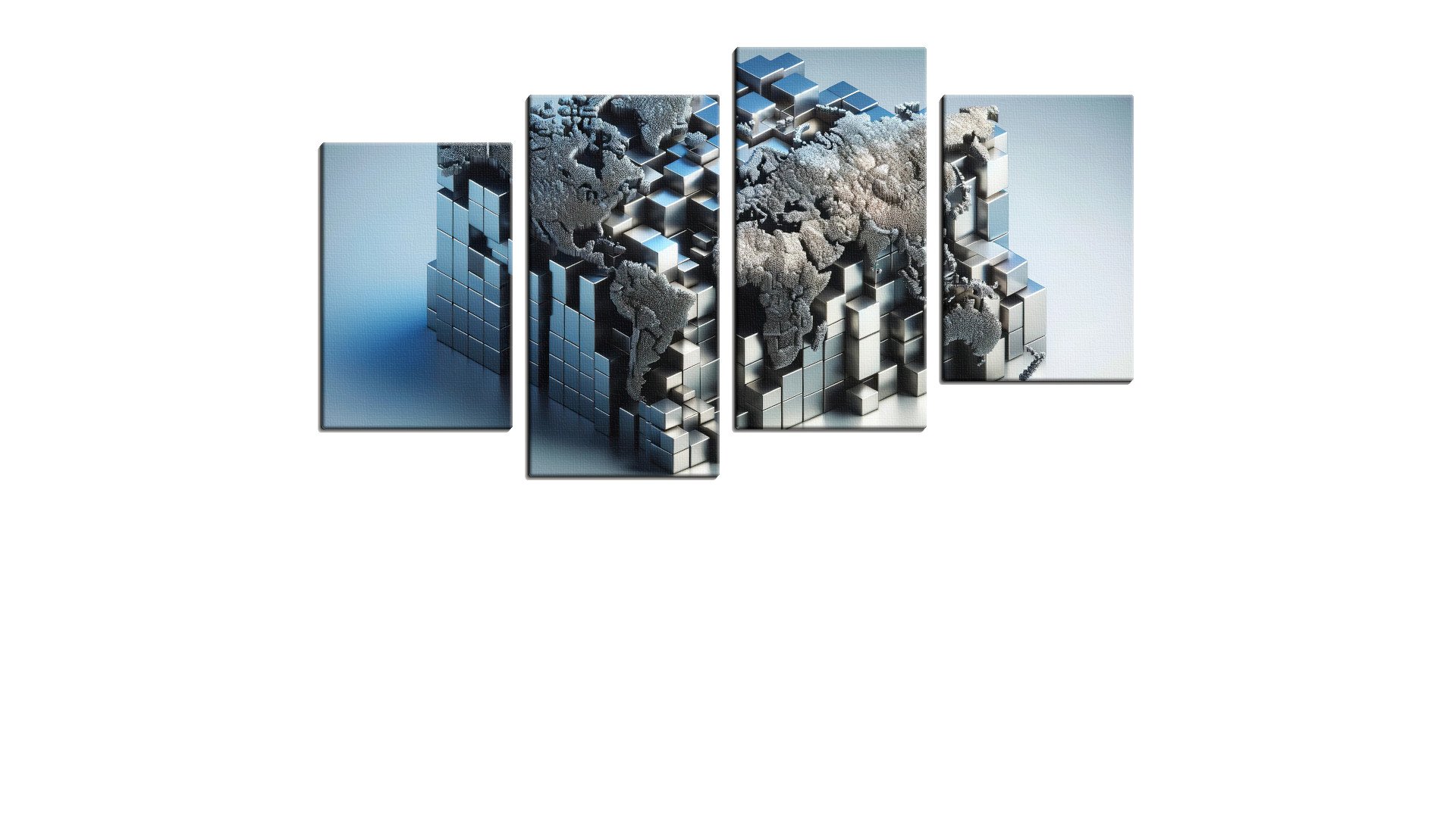Silver 3D World Map