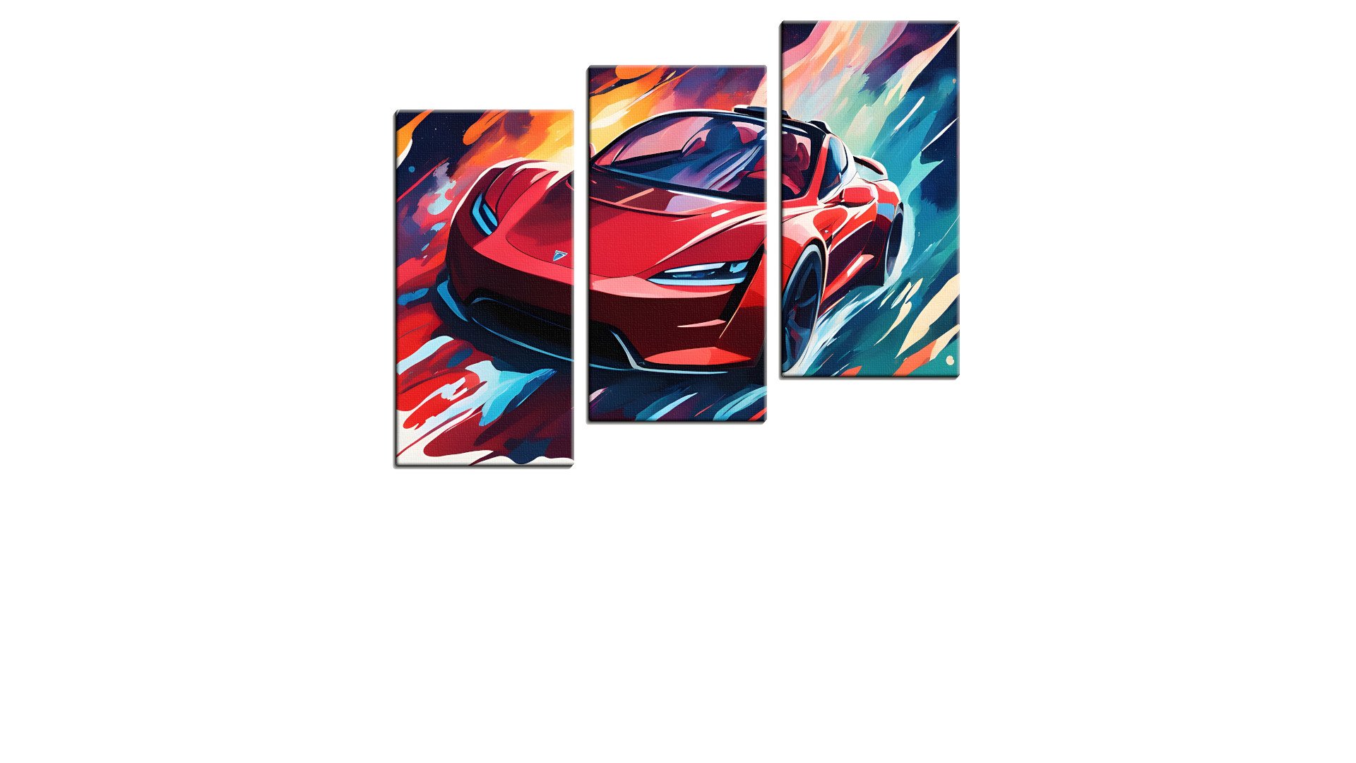 Cartoon Ruby Red Sports Car in Space
