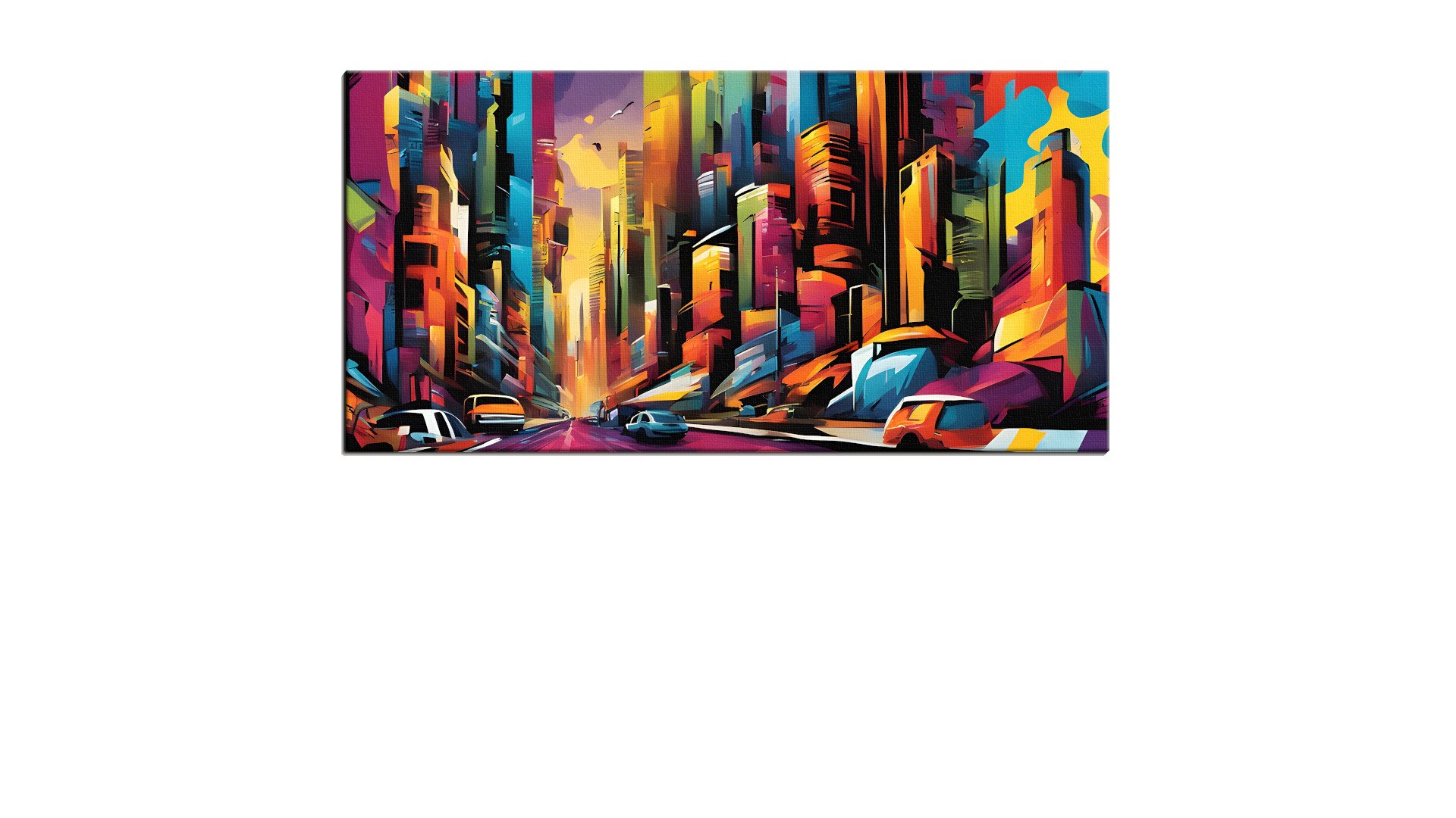 Busy Scene of Painted Skyscrapers