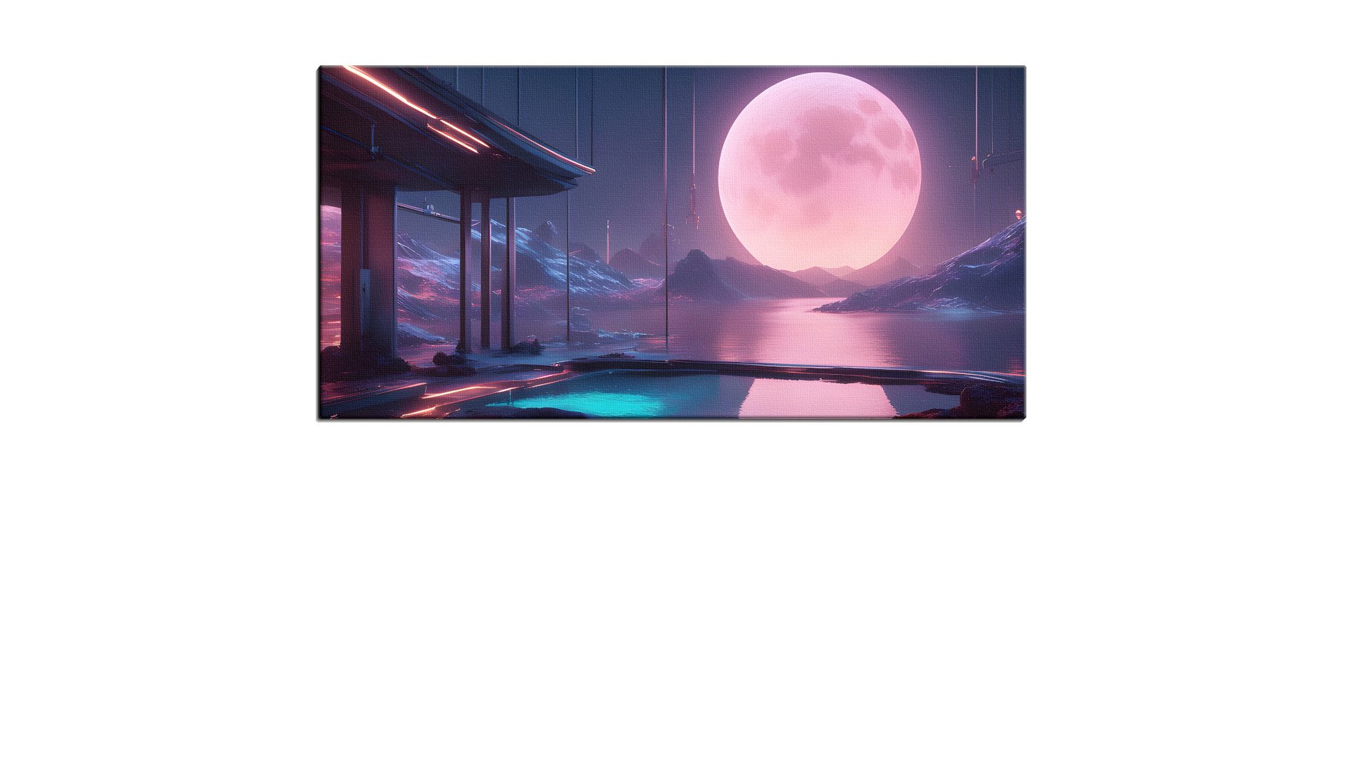 Moon in Pink Neon Glow