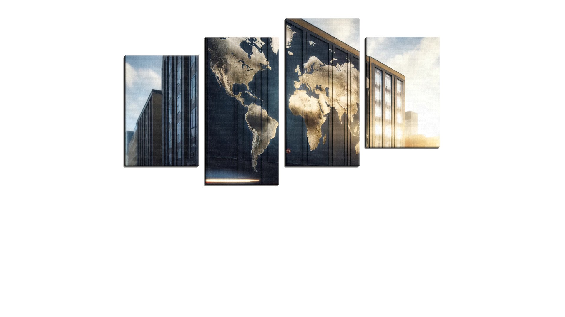 World Map on a Steel Blue Building