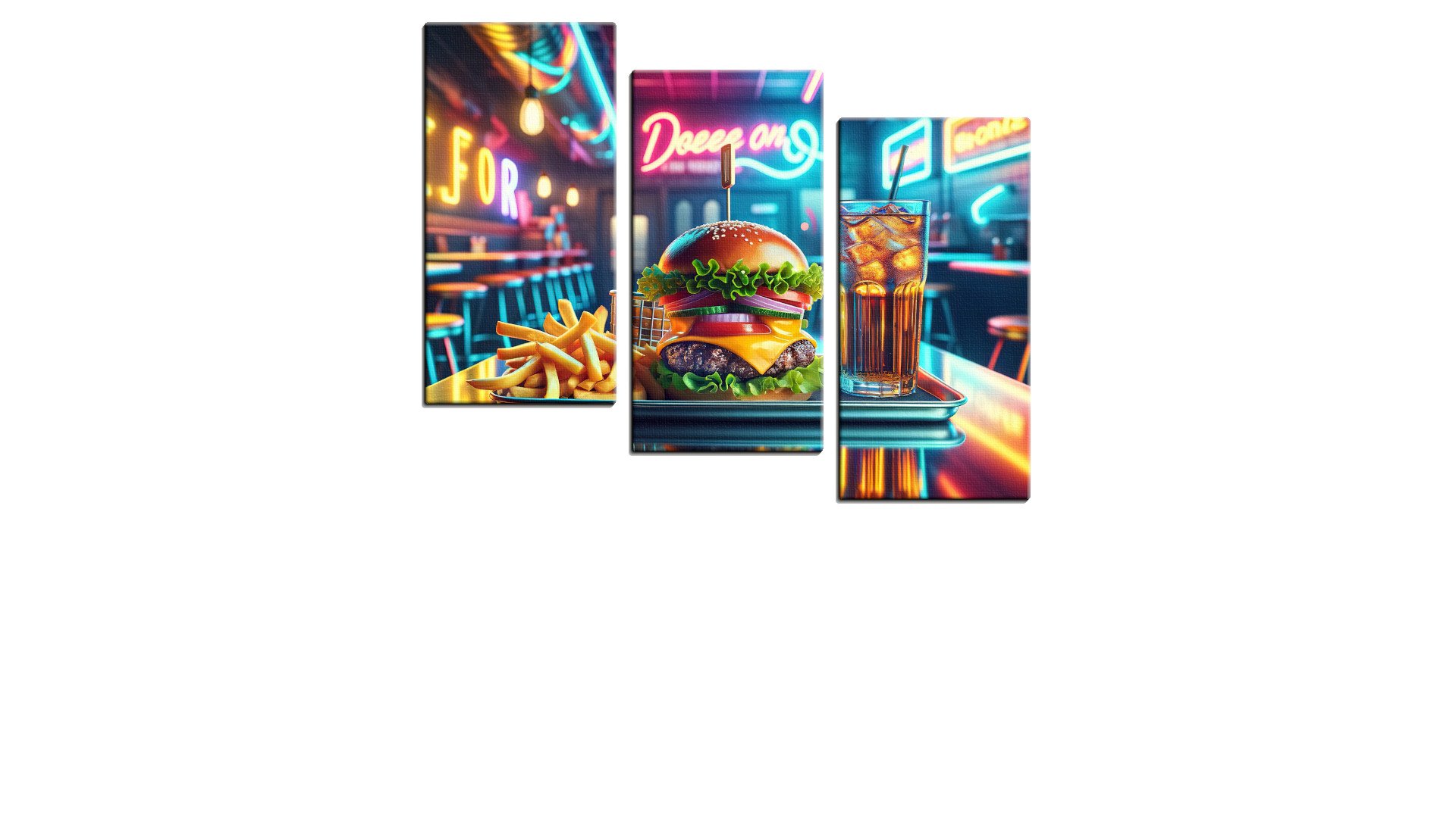 Neon Show of Burger with Chips
