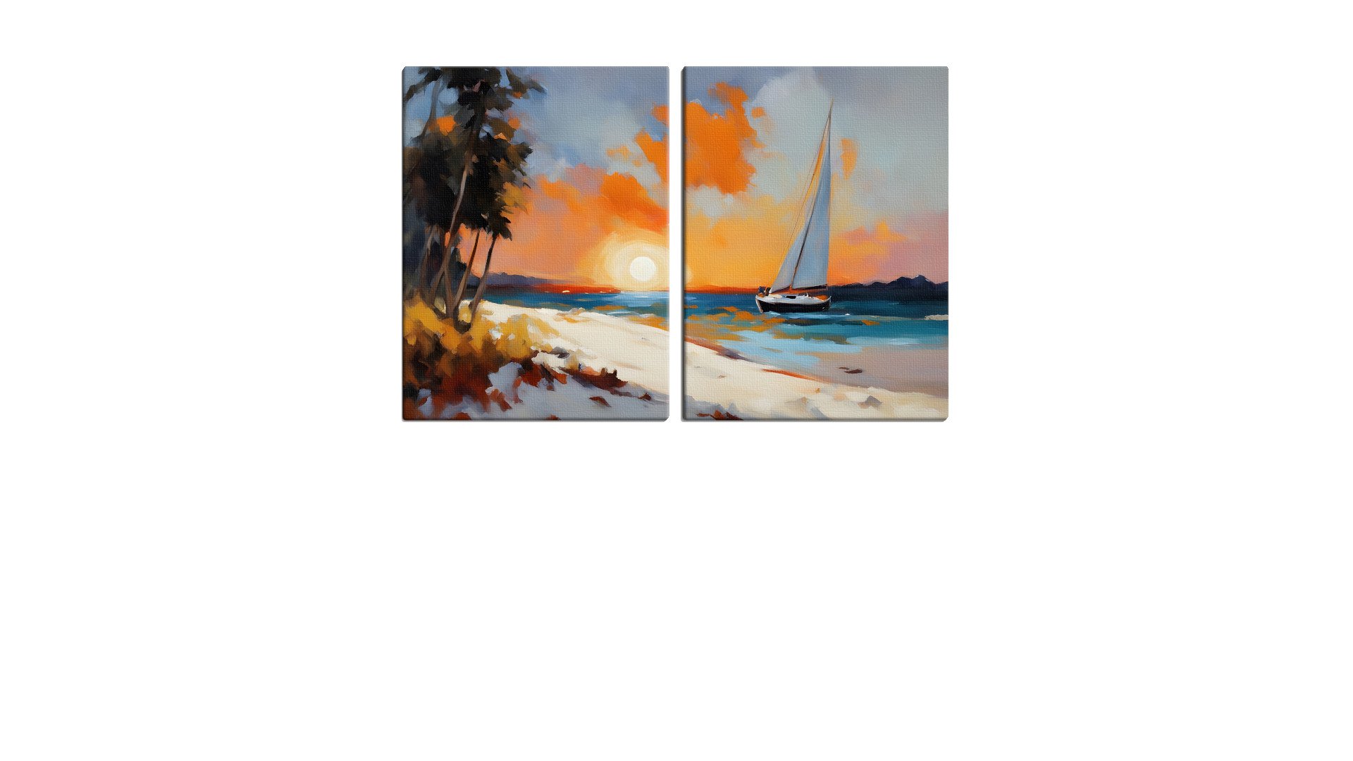 Lone Yacht Sailing in to the Sunset