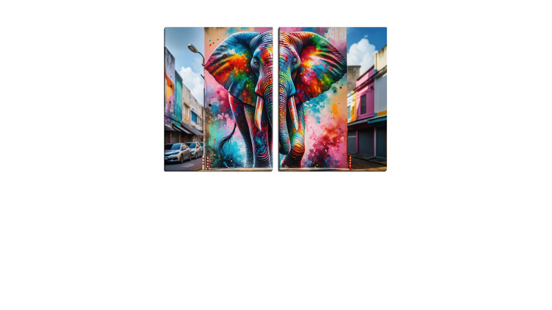 Bright Coloured Elephant on a Building