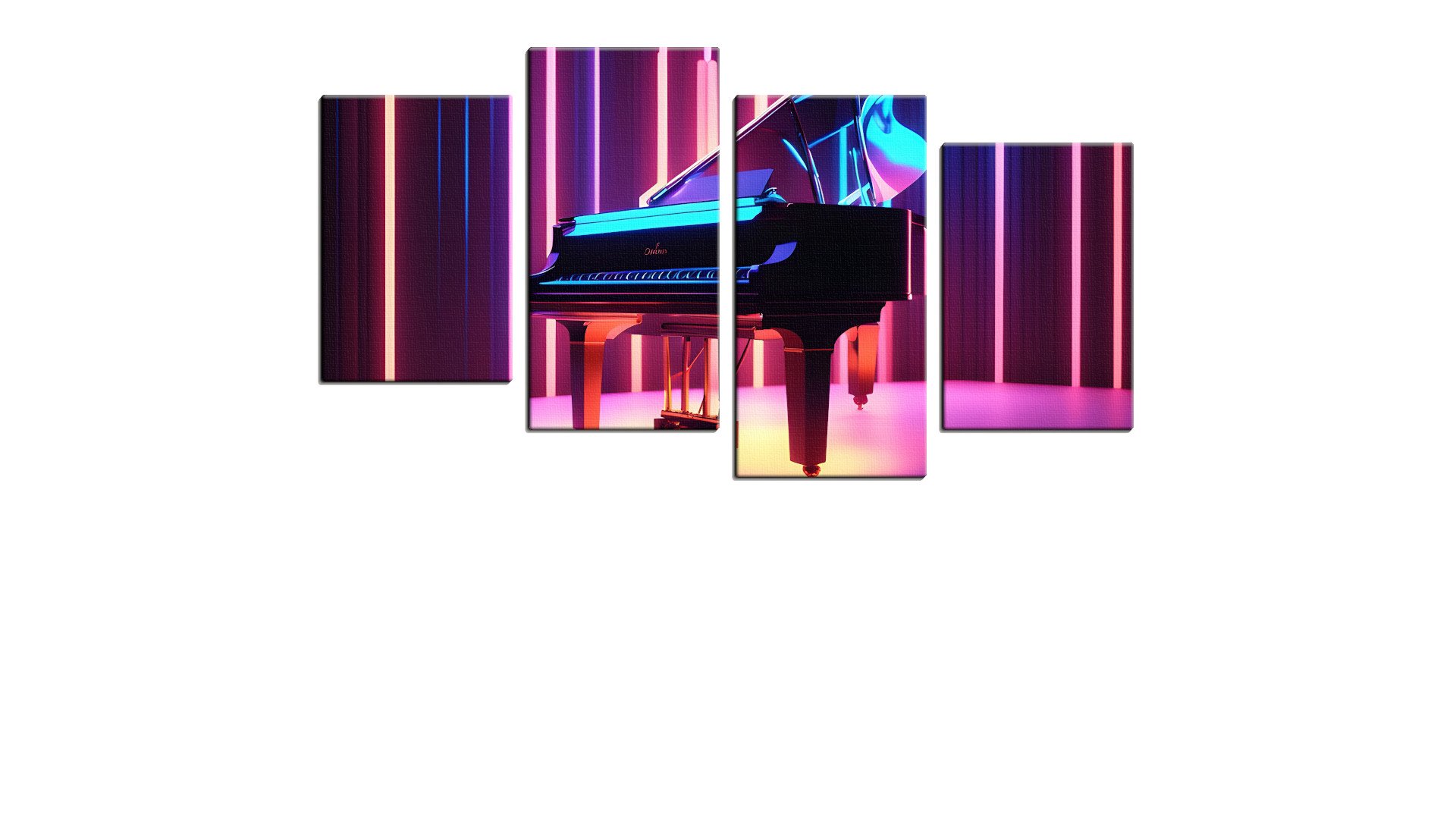 Neon Illuminated Piano on Stage