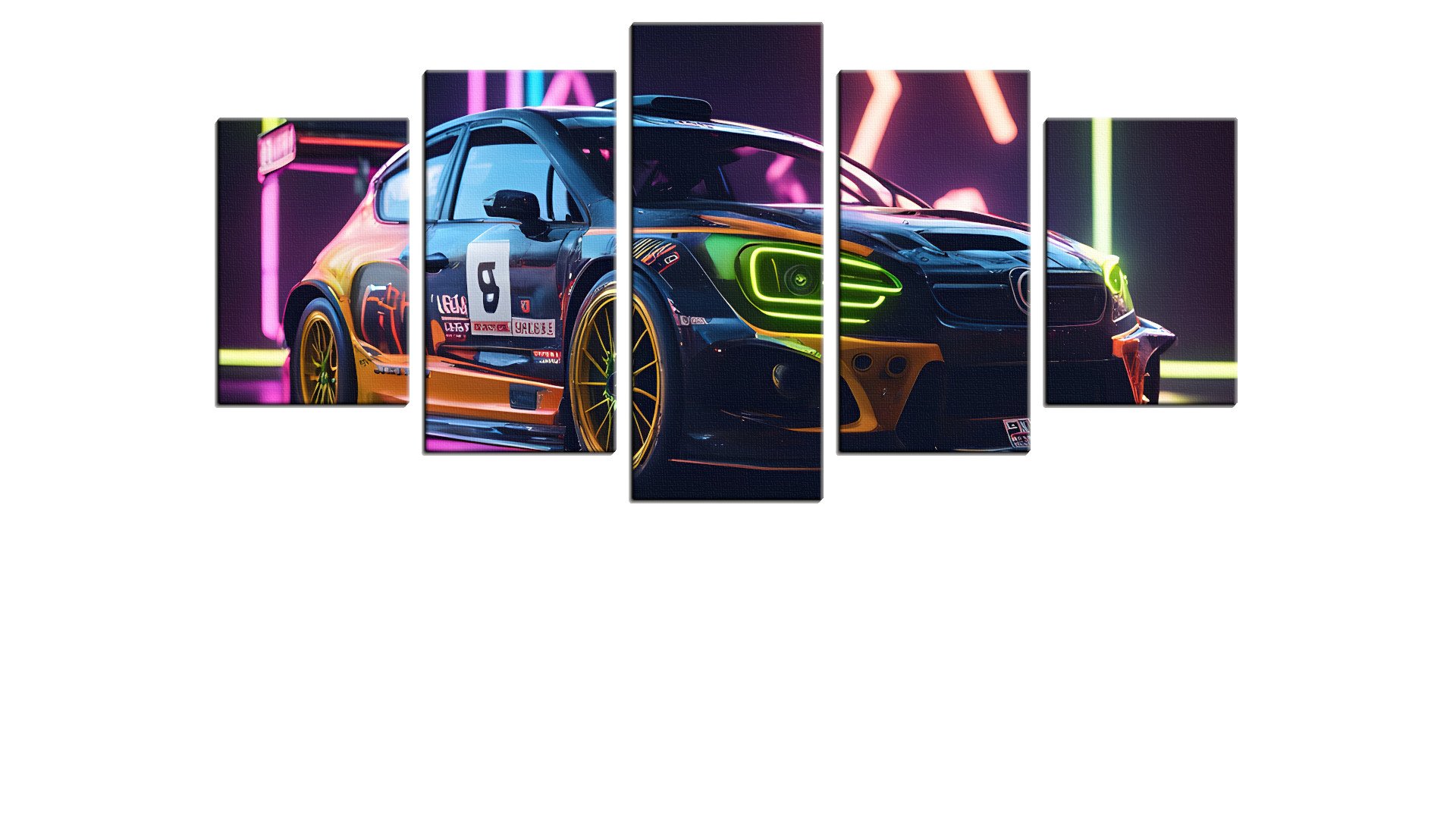 Neon Colourful Rally Car