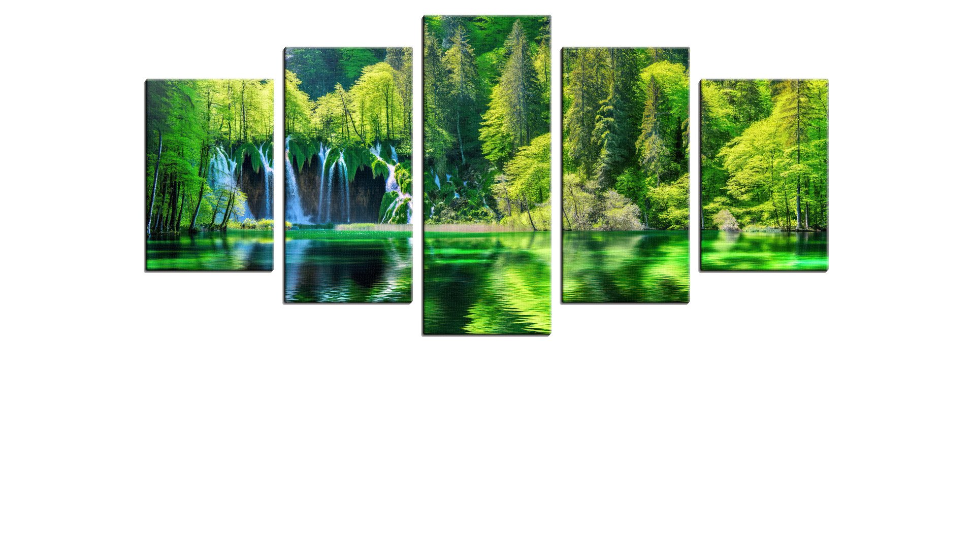 Mystical Waterfall in the Green Forest