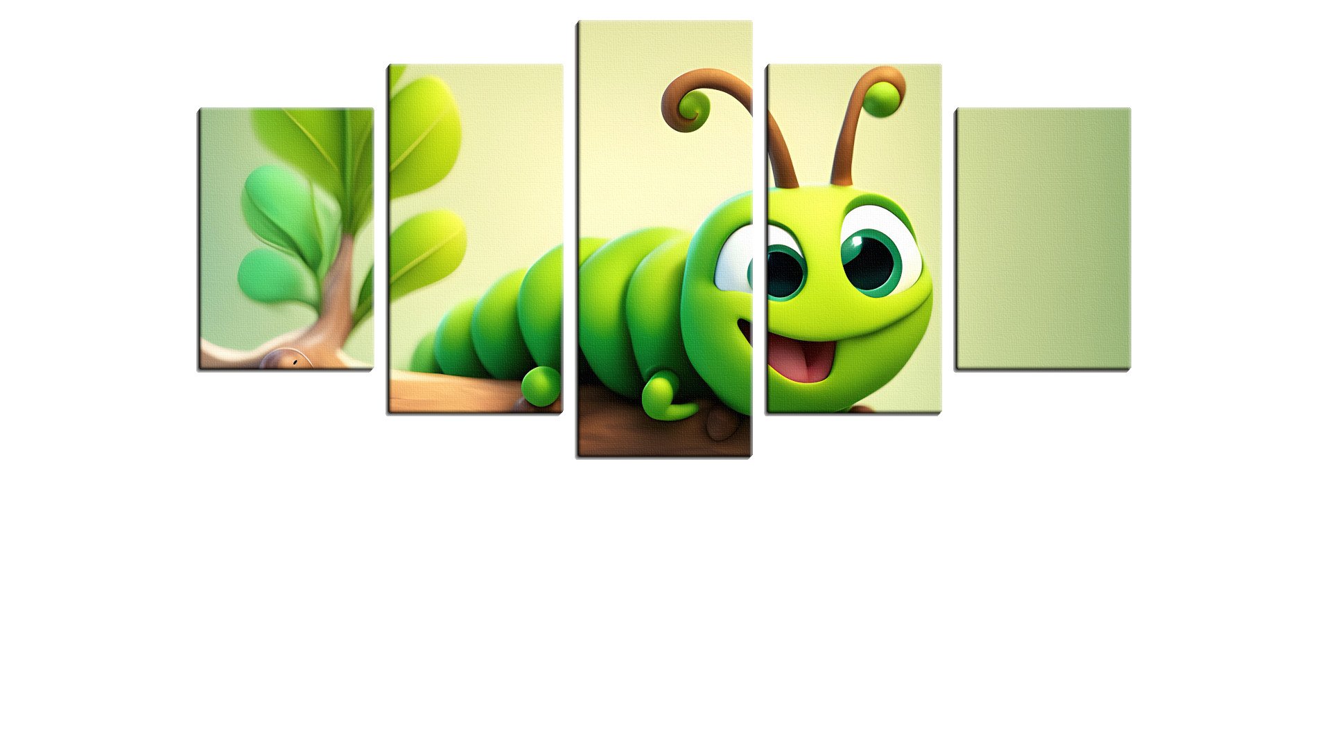 Happy Smiling Green Caterpillar