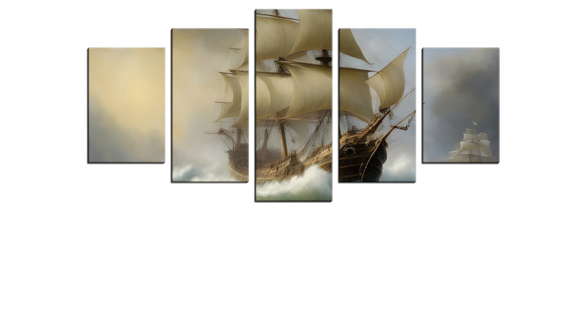 Pair of Frigates Battling the Waves