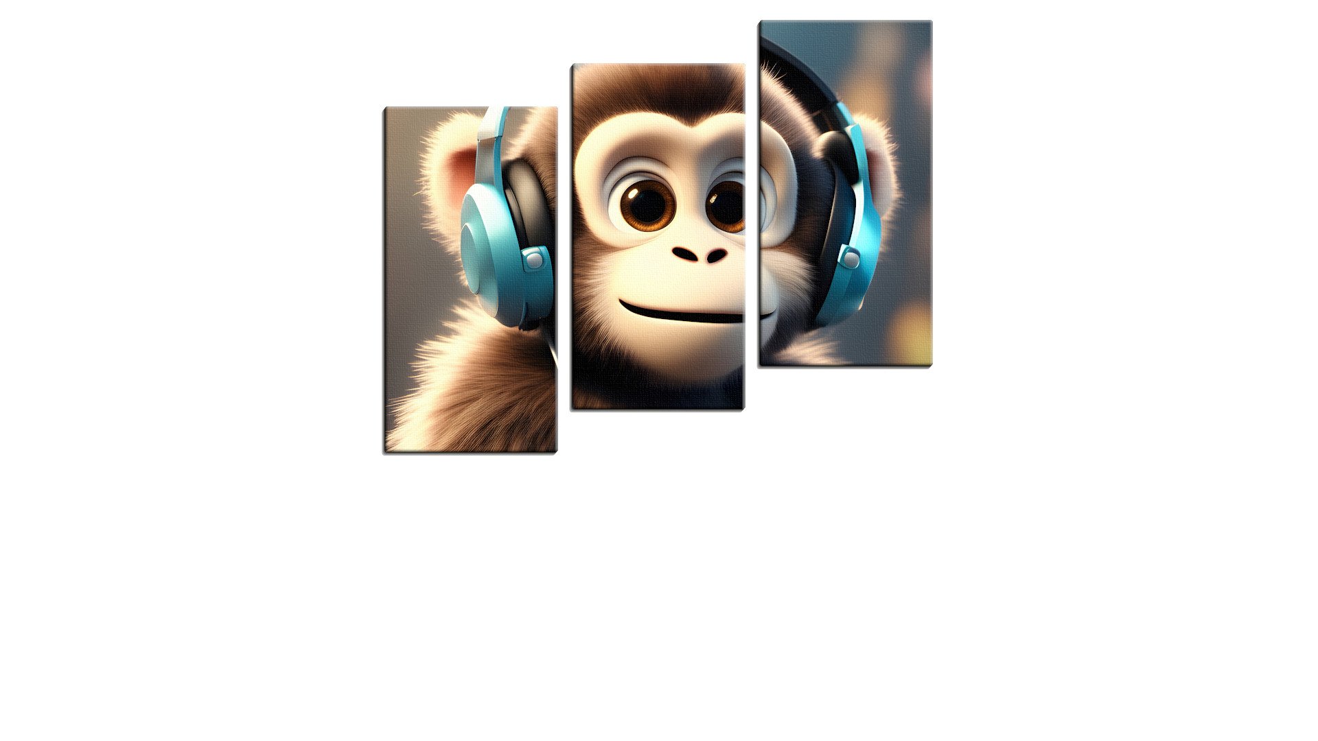 Cheeky Young Monkey with Headphones