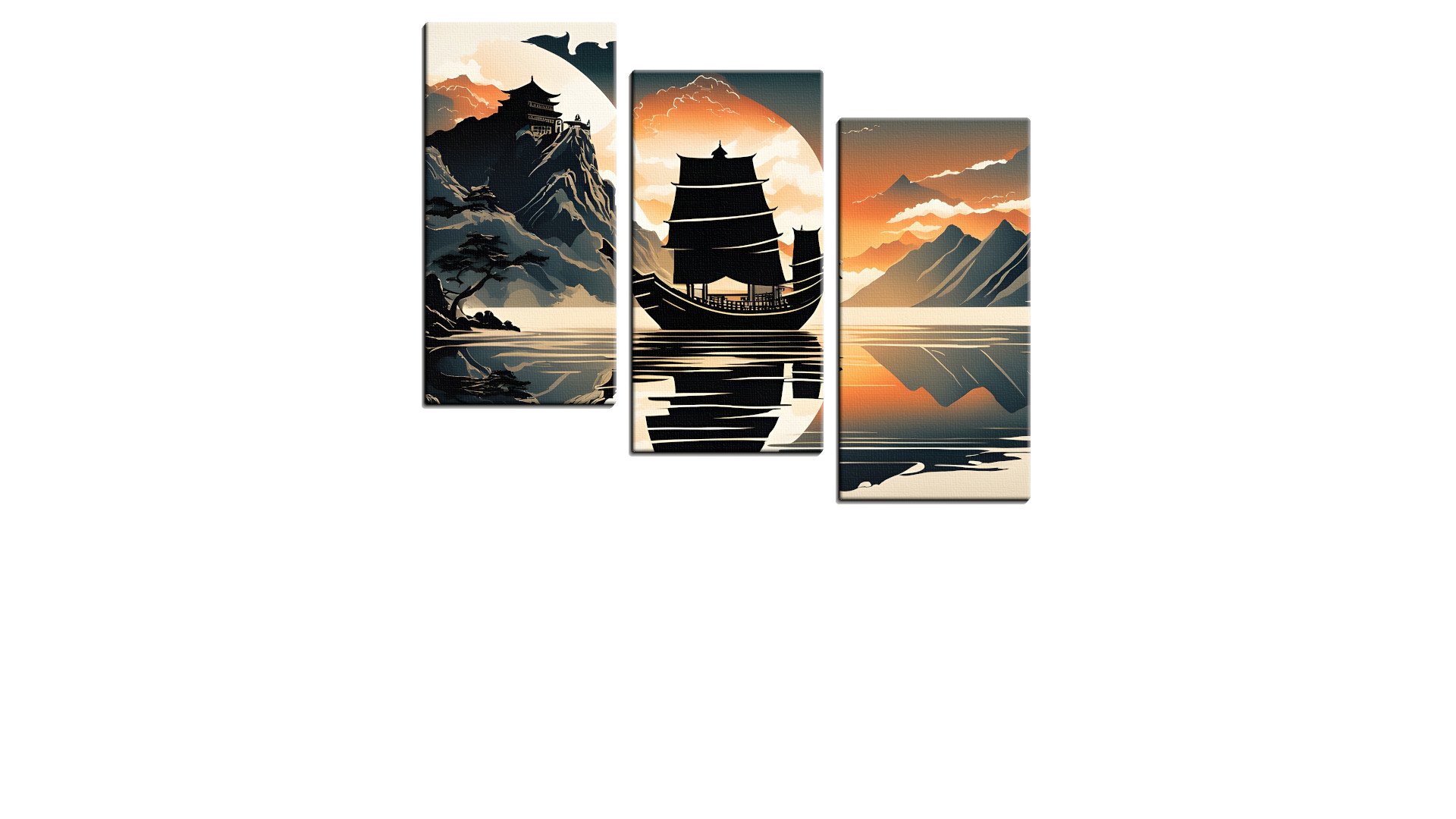 Junk Boat below a Cliff Fortress
