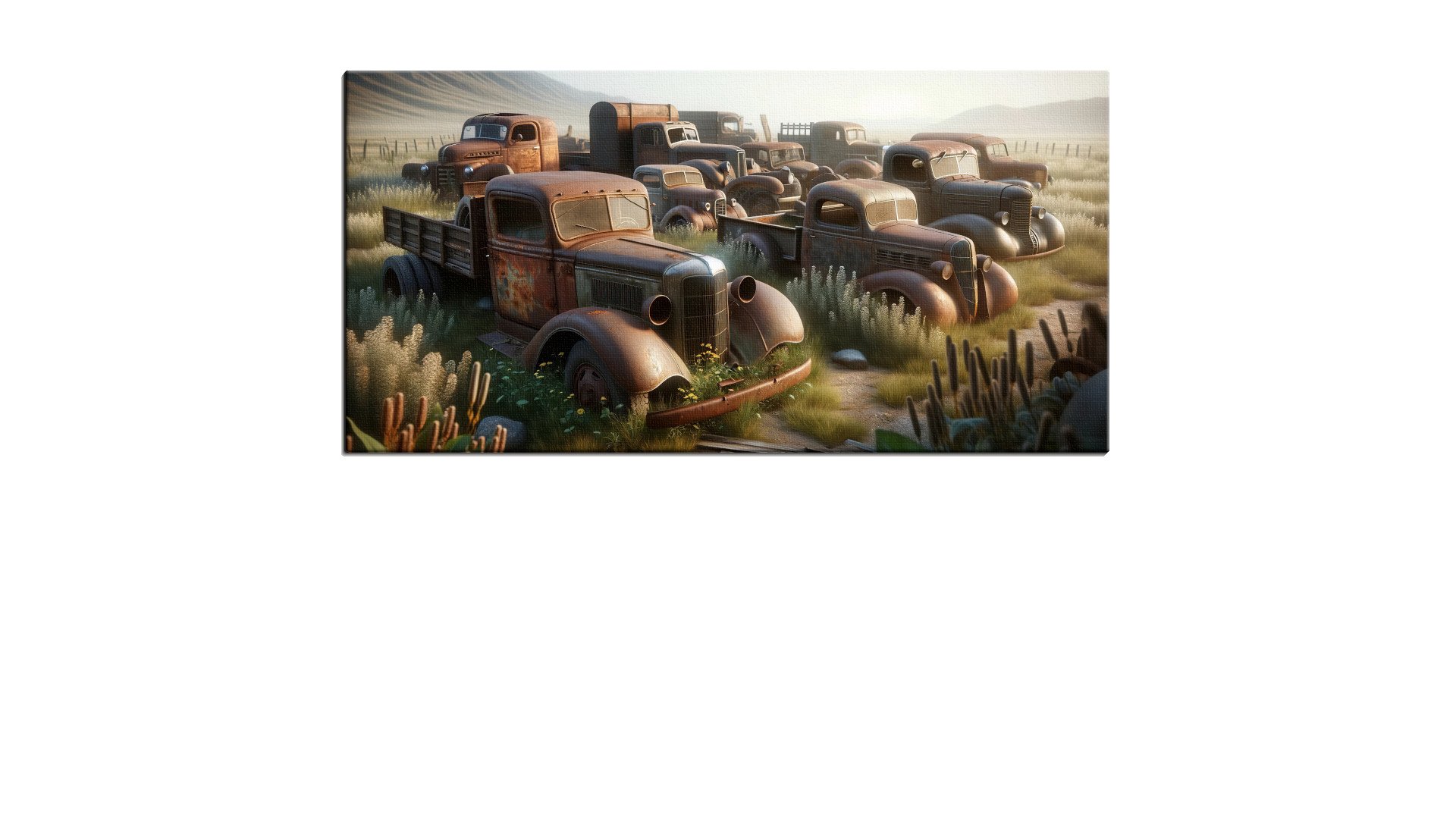 Secluded Junk Yard of Trucks