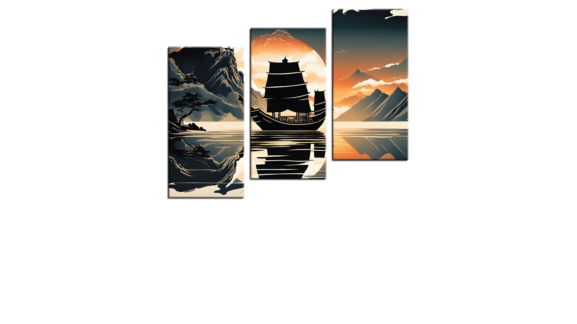 Junk Boat below a Cliff Fortress