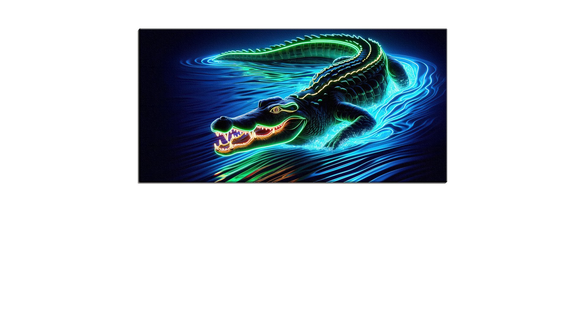 Long Neon Crocodile in Water