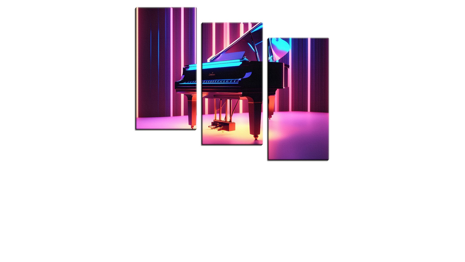 Neon Illuminated Piano on Stage