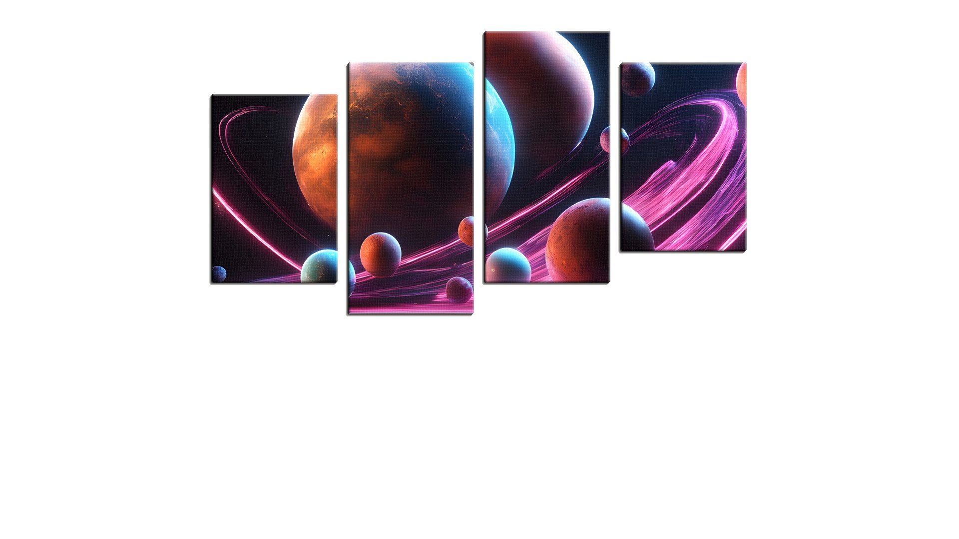 Model Planets in View in a Swirl of Pink