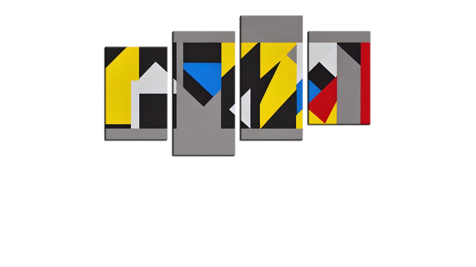 Row of Geometric Totems on Grey