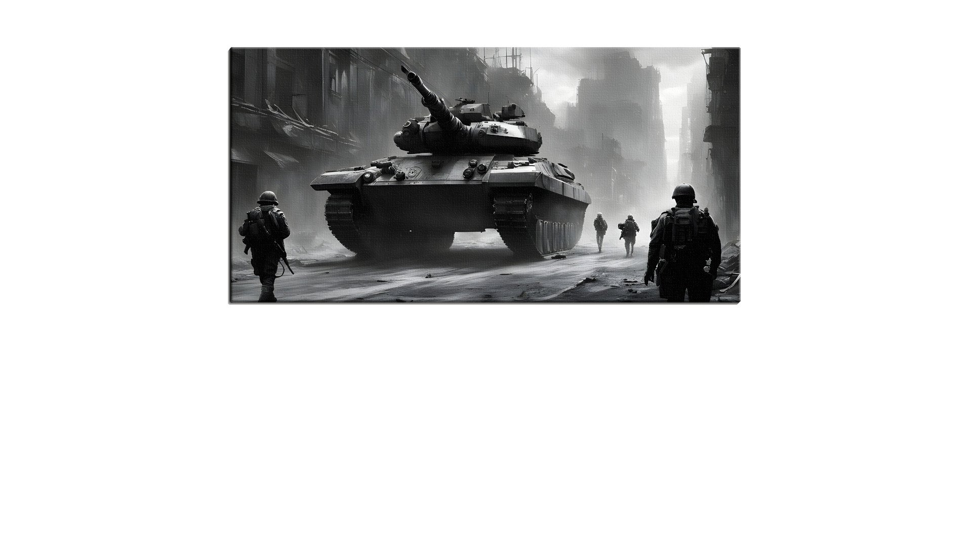 Huge Oppressing Tank in a City War Zone