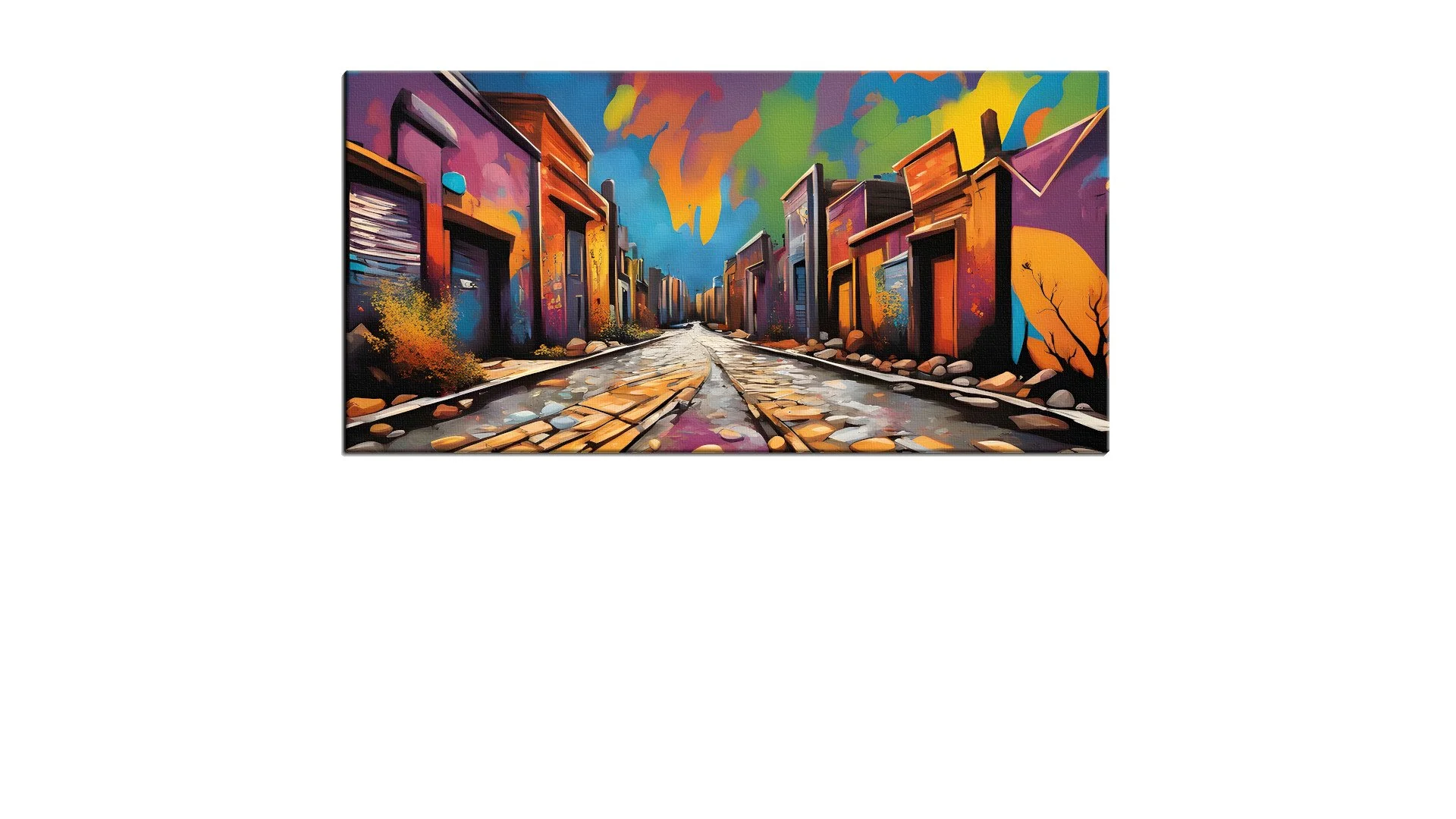 Colourful Street Covered in Cobbles