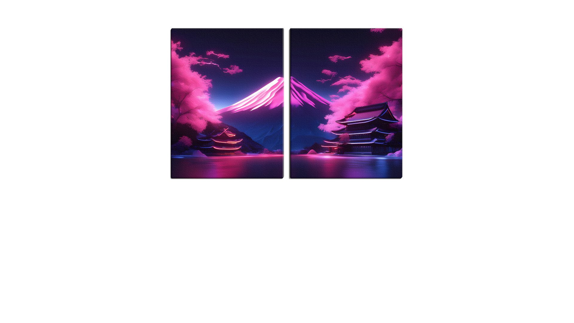 Neon Mount Fuji at Dusk
