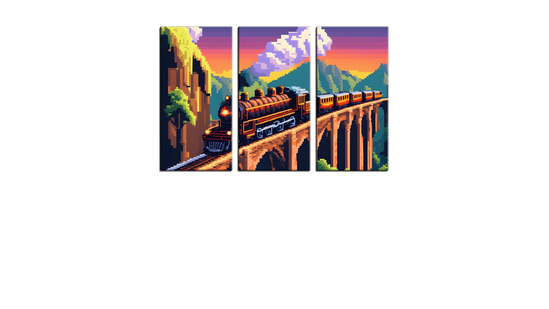 Pixel Steam Train on a Stone Bridge