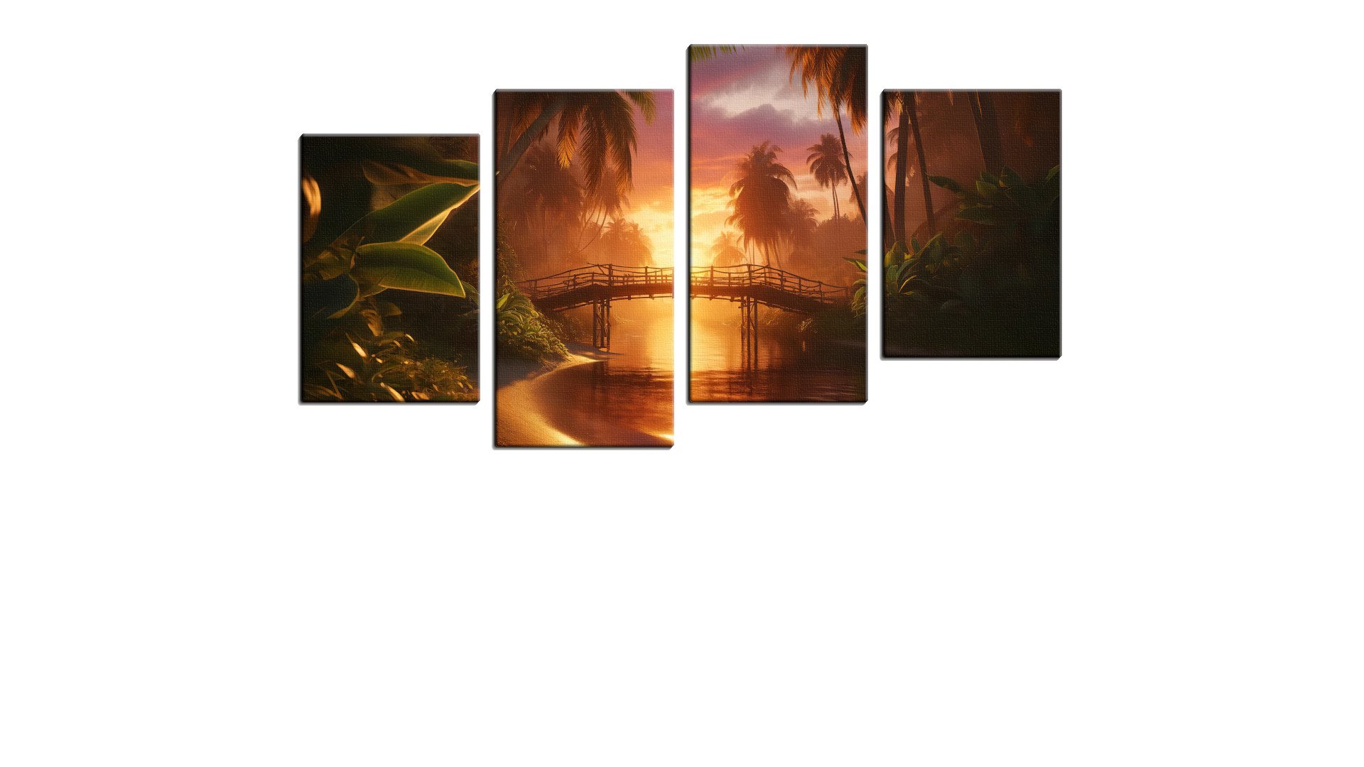Dark Warm Sunset and Palm Trees