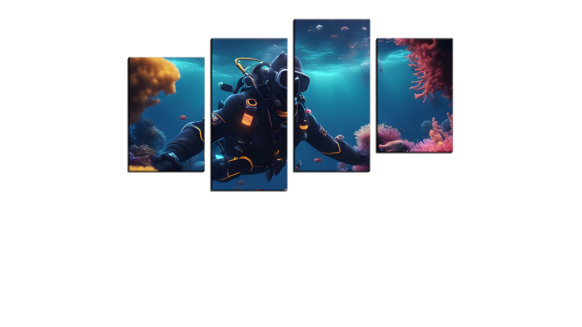Diver in a Neon Coral Reef