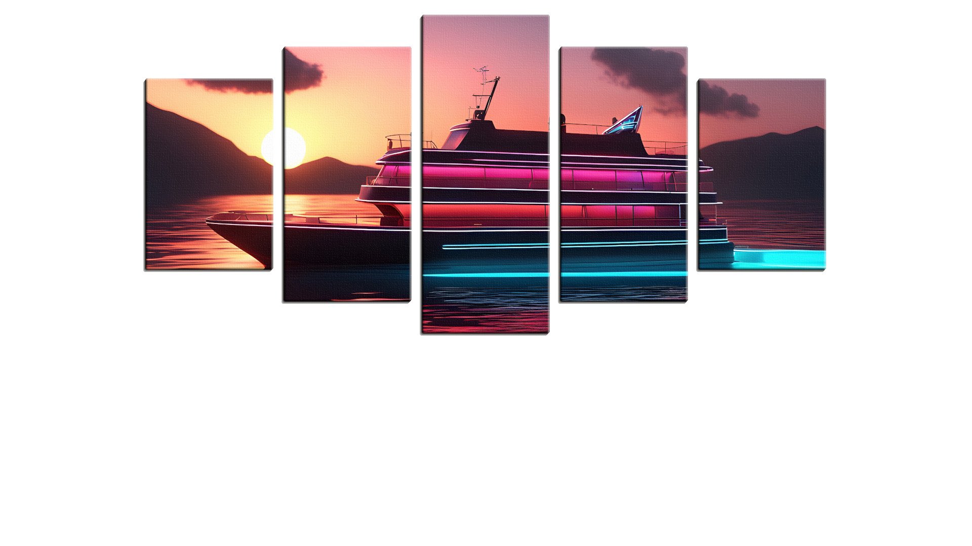 Neon Cruising Yacht at Sundown