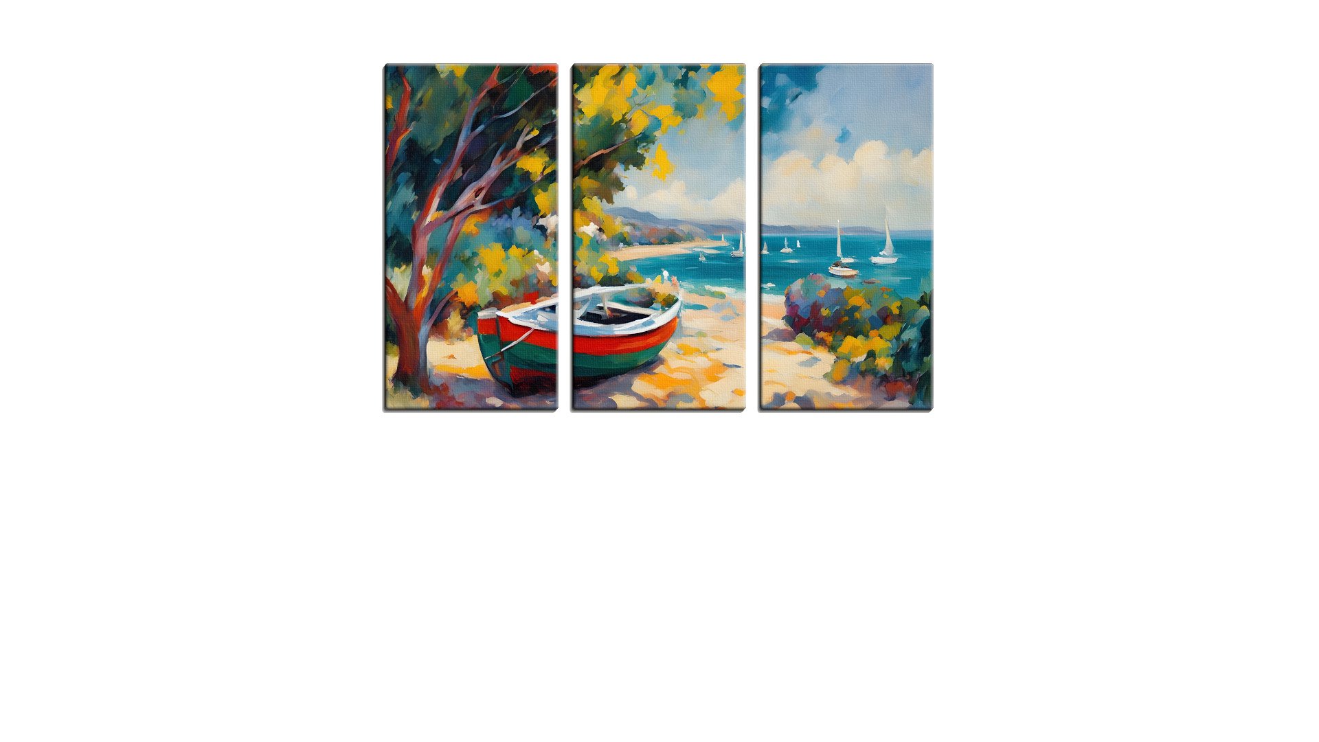 Painted Vista of a Row Boat by the Bay