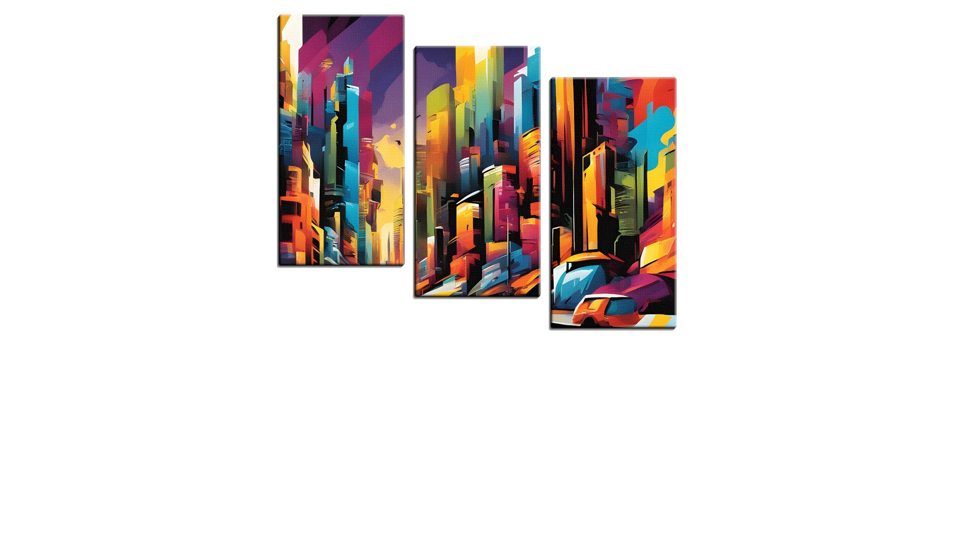 Busy Scene of Painted Skyscrapers