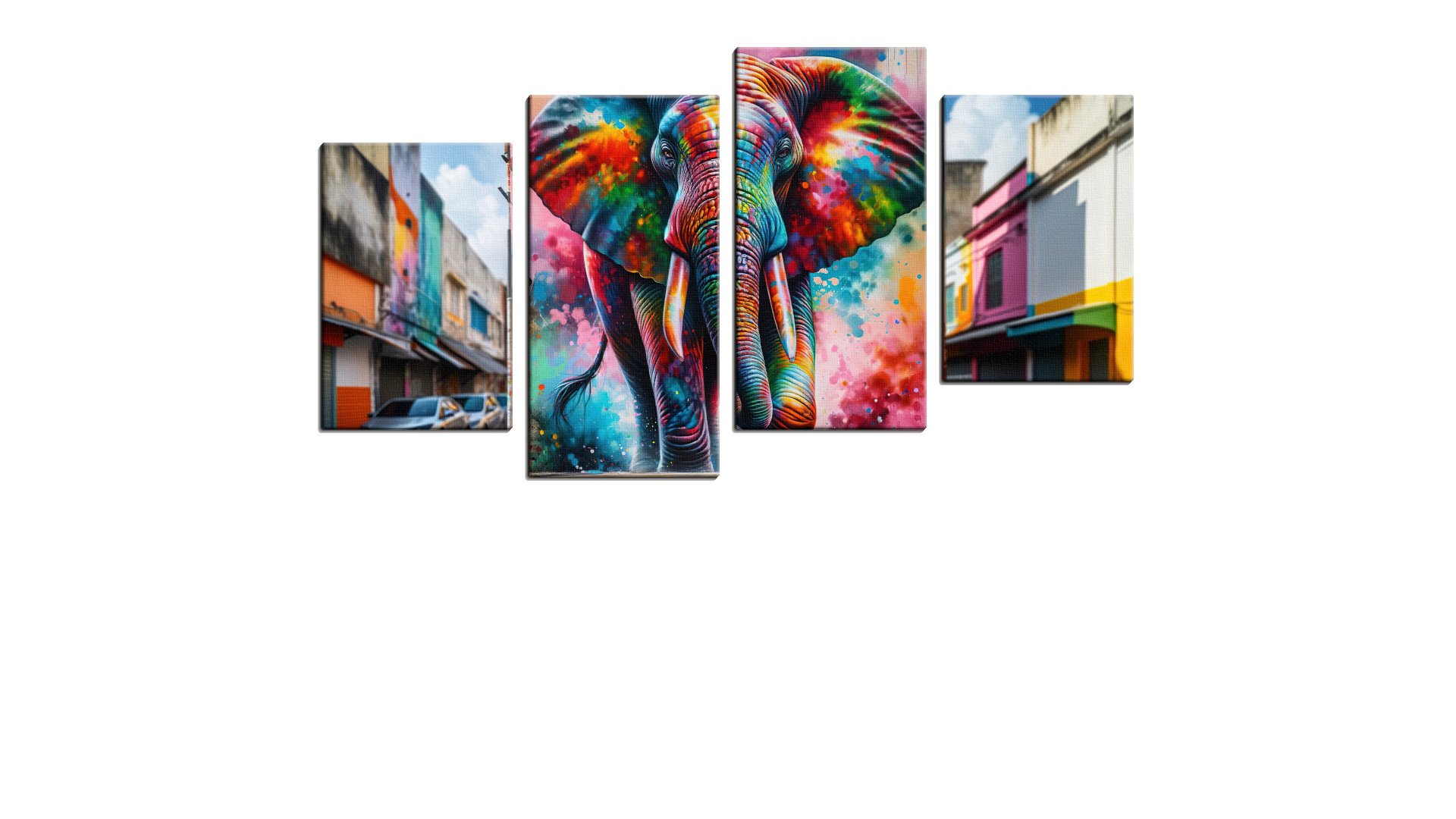 Bright Coloured Elephant on a Building