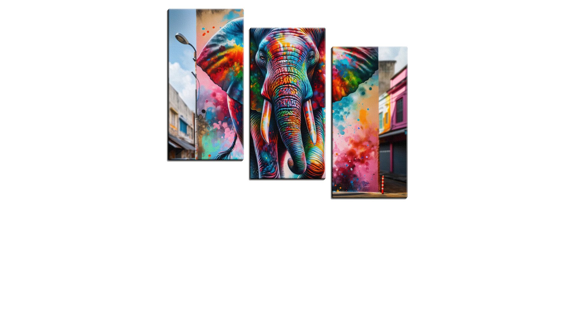 Bright Coloured Elephant on a Building