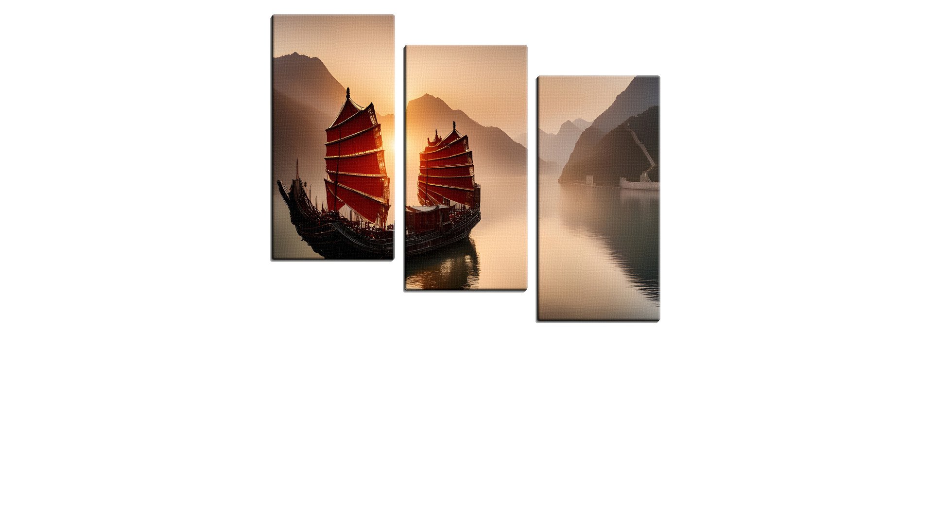 Scarlet Medieval Ship by the Great Wall