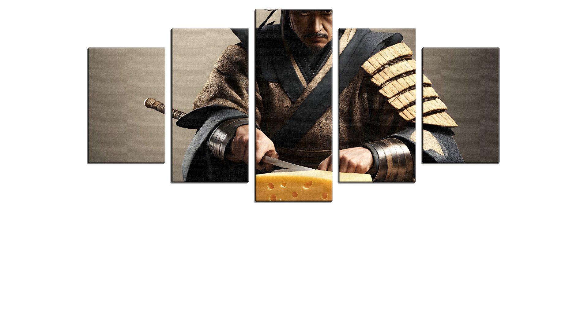 Serious Samurai Slicing Cheese