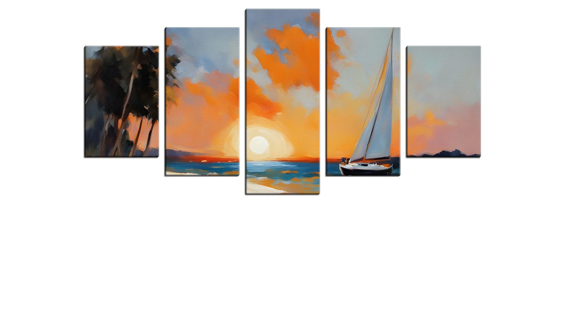 Lone Yacht Sailing in to the Sunset