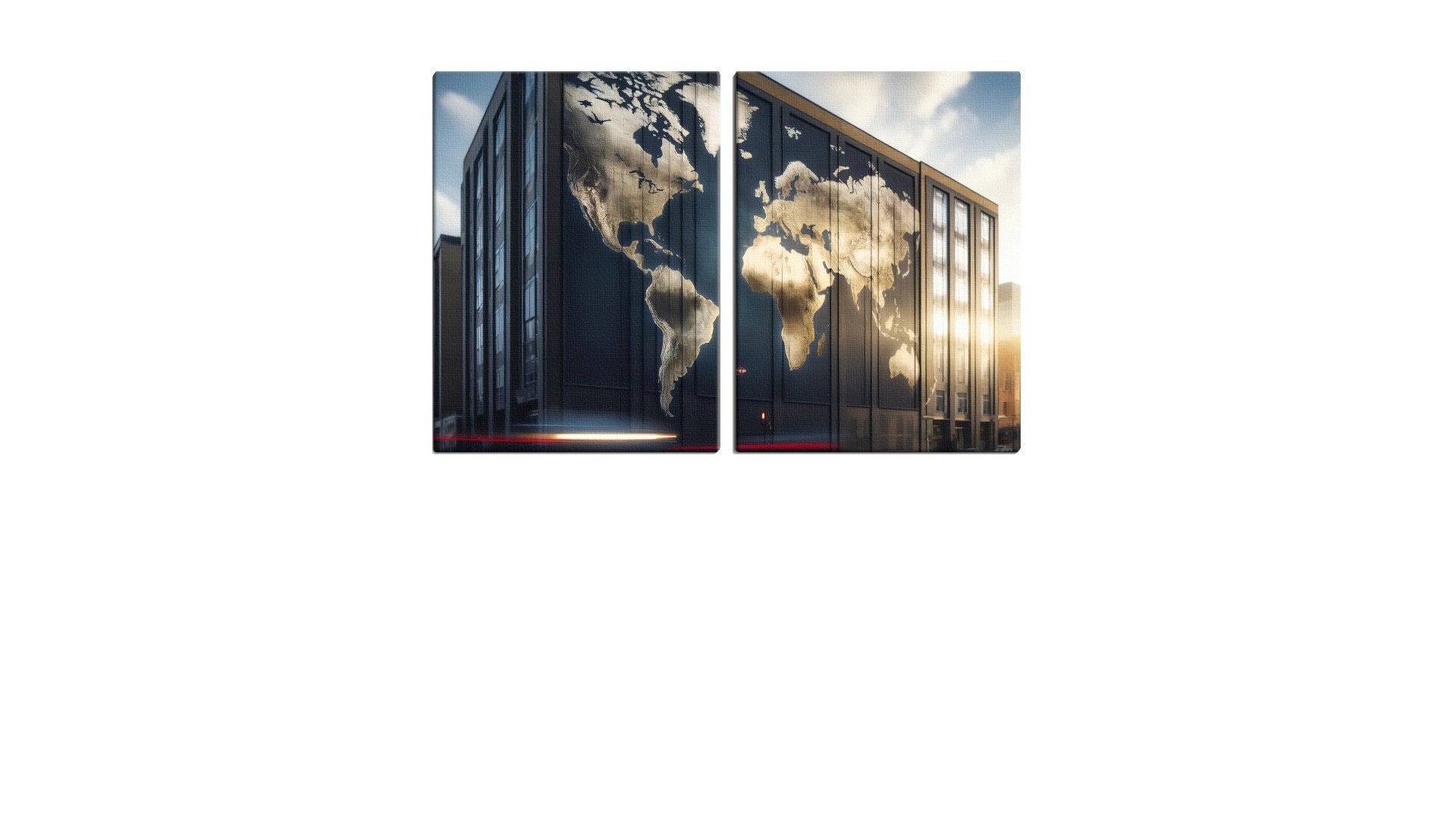 World Map on a Steel Blue Building