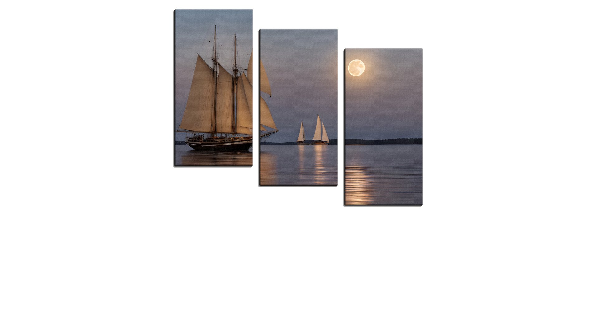 Moored Frigate on a Calm Moonlit Sea