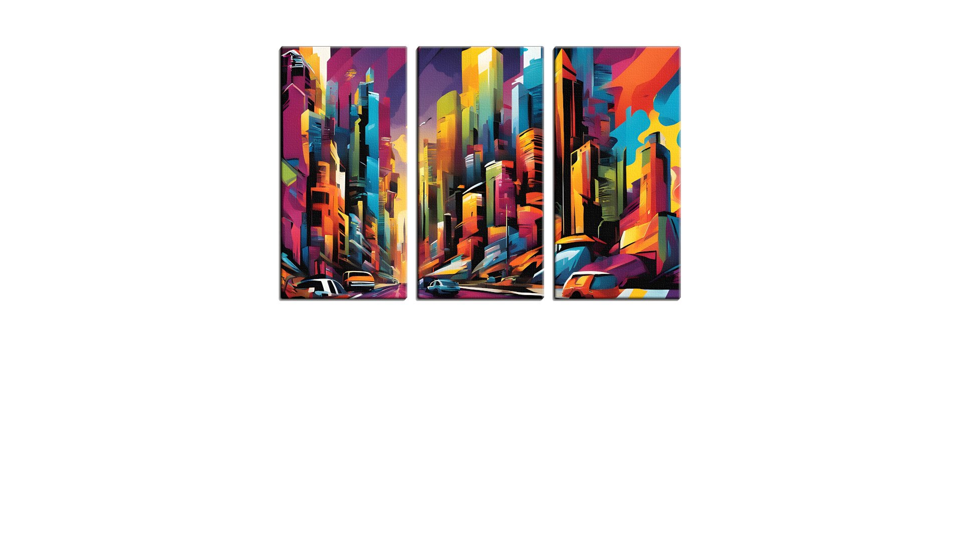Busy Scene of Painted Skyscrapers