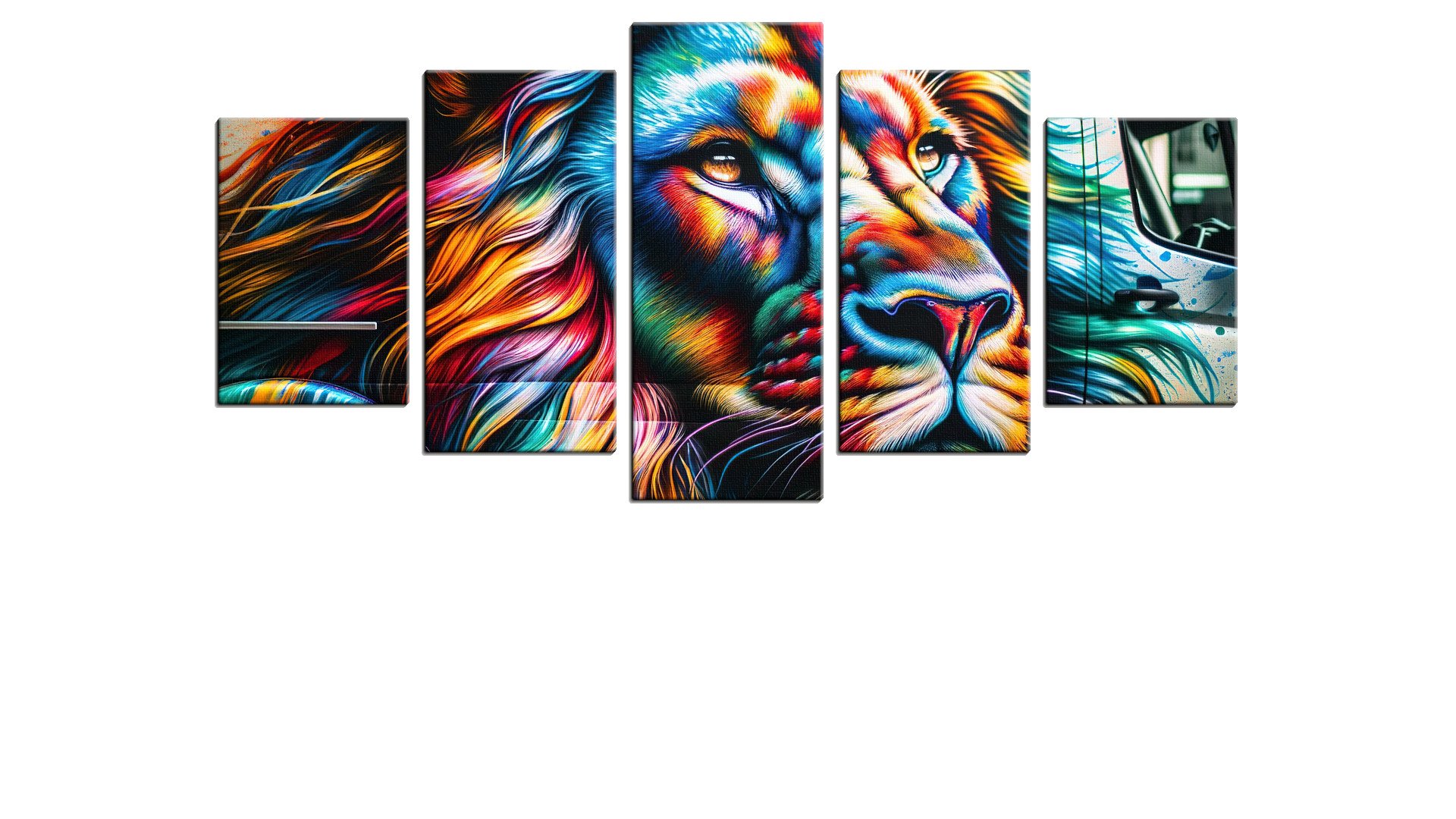 Bright Coloured Lion on a Van