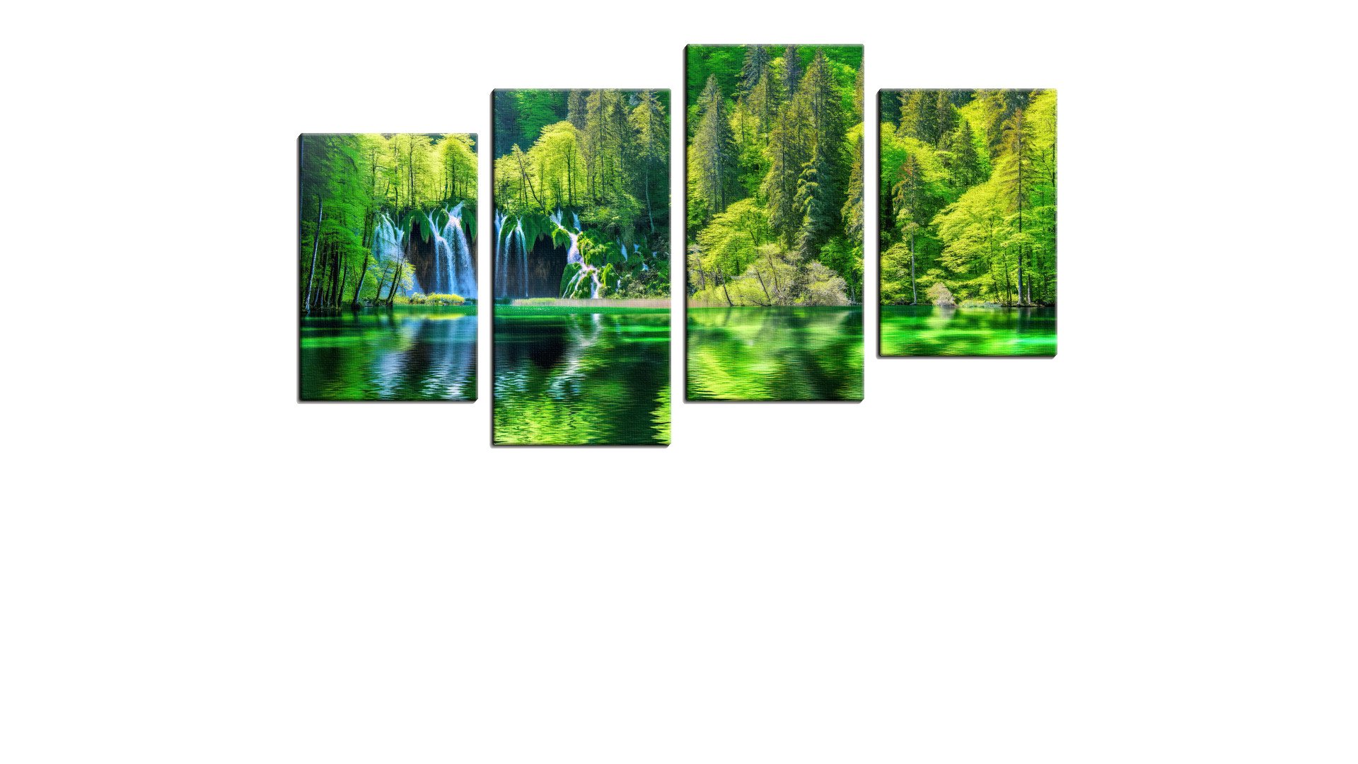 Mystical Waterfall in the Green Forest