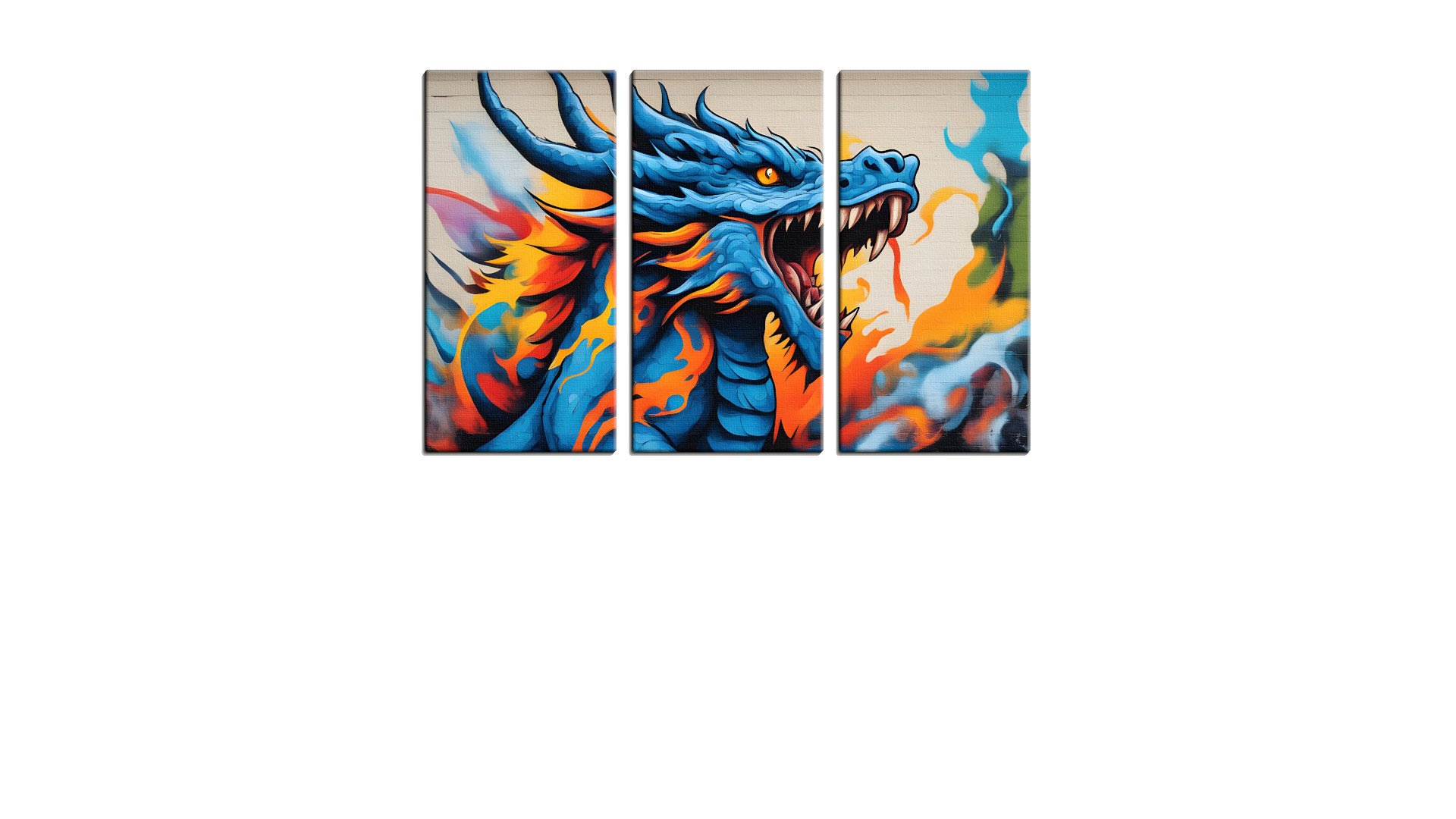 Colourful Blue Dragon Breathing Fire