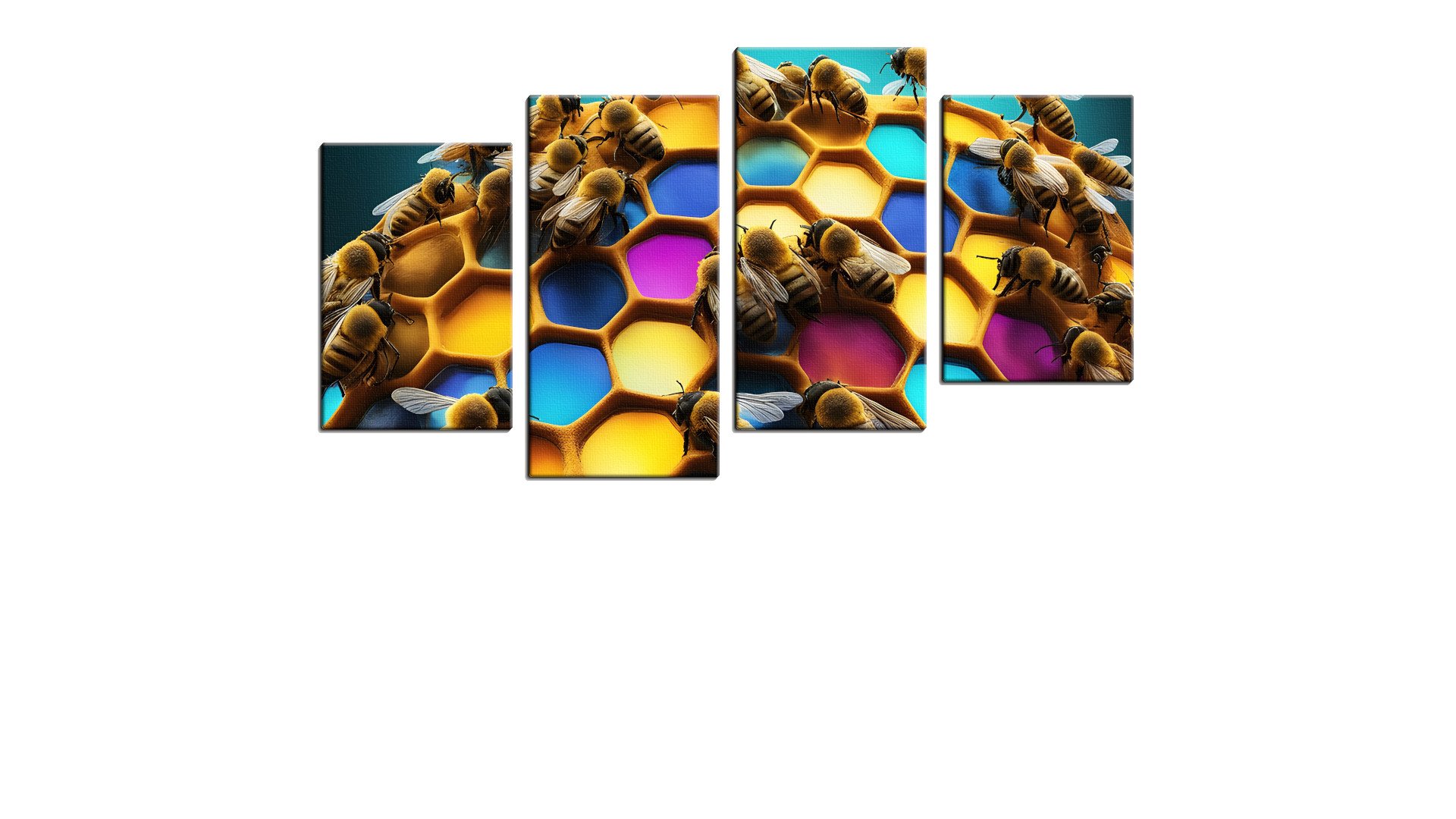 Colourful Hive and Busy Bees