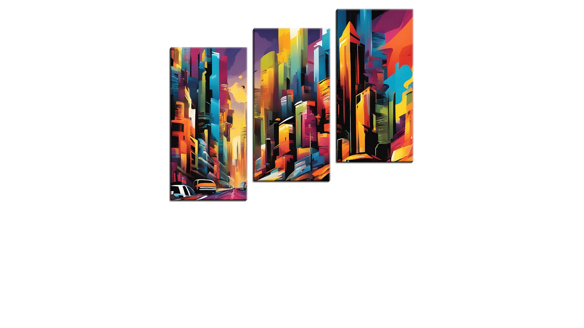Busy Scene of Painted Skyscrapers