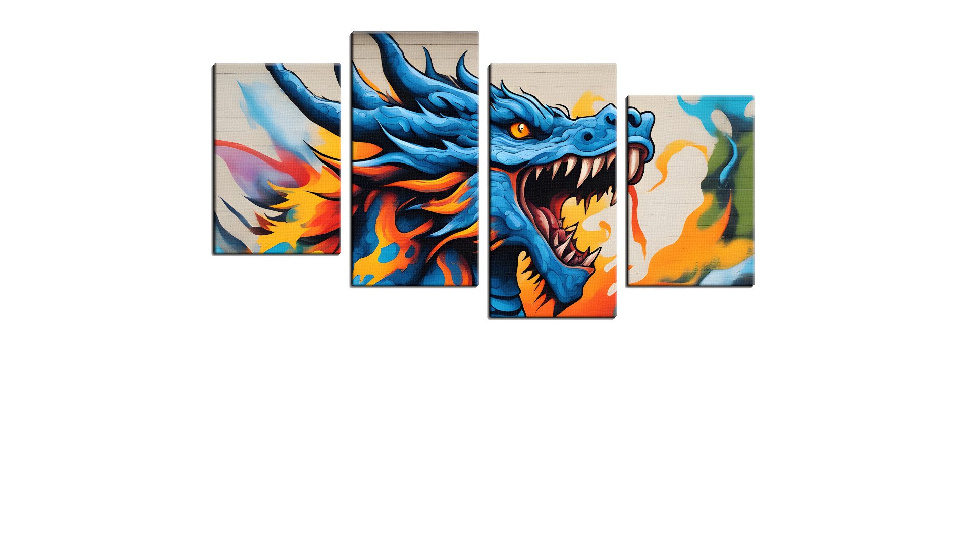 Colourful Blue Dragon Breathing Fire