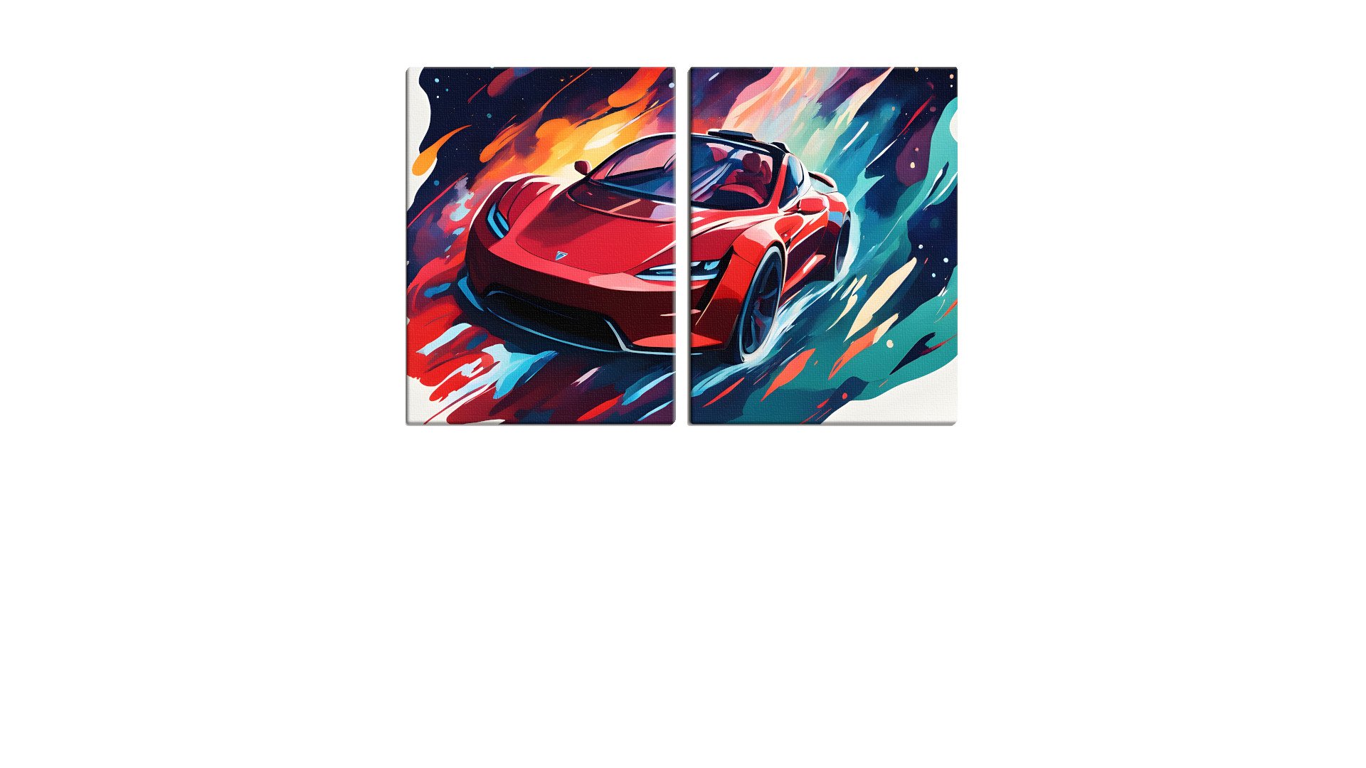 Cartoon Ruby Red Sports Car in Space