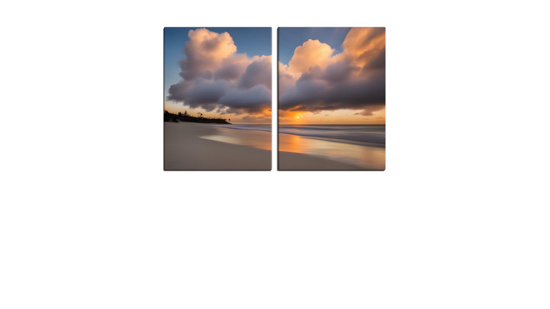 Calm Beach with the Sun Hidden by Clouds