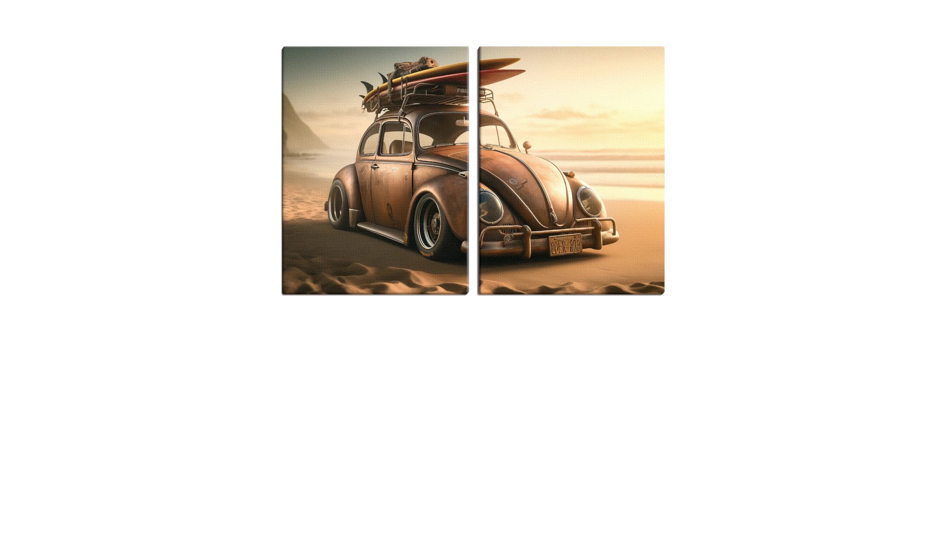 Surfers Beetle with Boards on the Beach