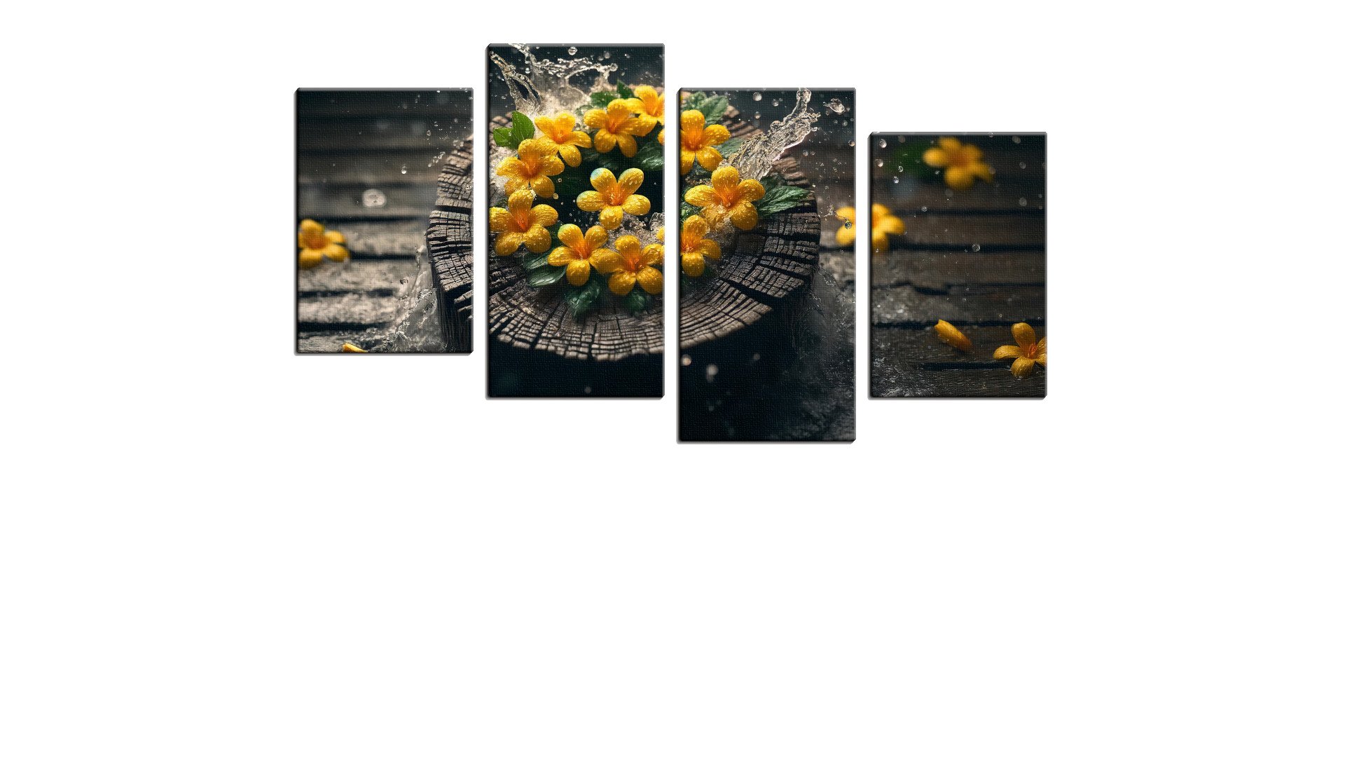Cluster of Yellow Flowers in a Log